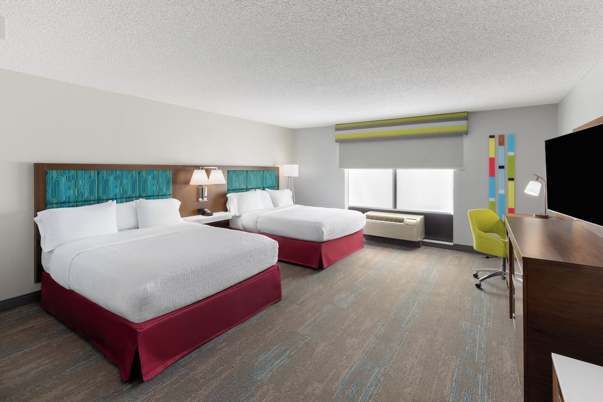room, 2 queen beds, accessible, bathtub | premium bedding, desk, blackout curtains, iron/ironing board