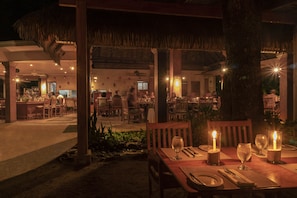Breakfast, lunch, dinner served; international cuisine, beach views