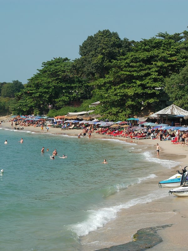 On the beach, white sand