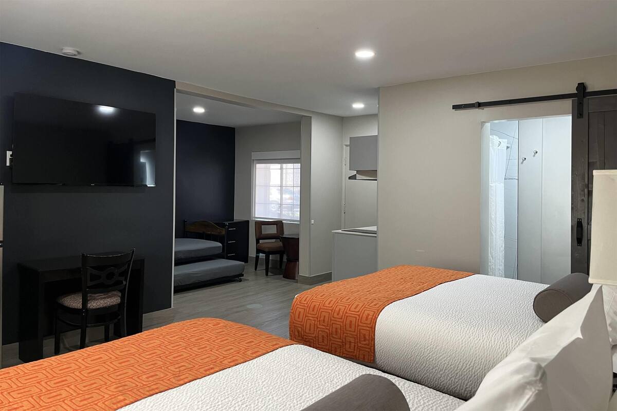 Premium bedding, blackout curtains, free WiFi, bed sheets