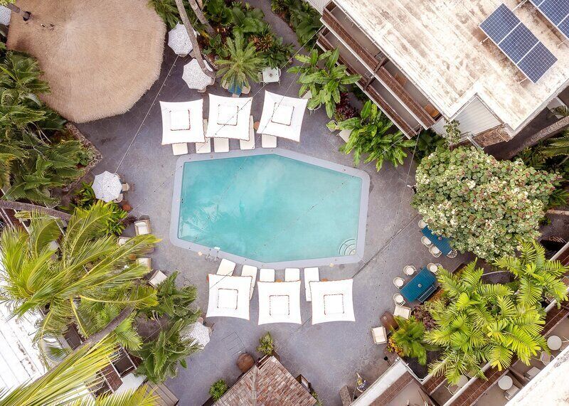Outdoor pool, sun loungers
