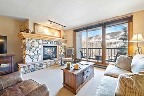 2 Bedroom Platinum Condo | Living area | 32-inch TV with digital channels, fireplace - The Borders Lodge (Avon)