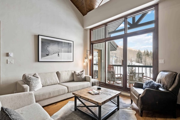 3 Bedroom Platinum Condo | Living area | 32-inch TV with digital channels, fireplace - The Borders Lodge (Avon)