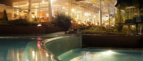 Outdoor pool, a waterfall pool