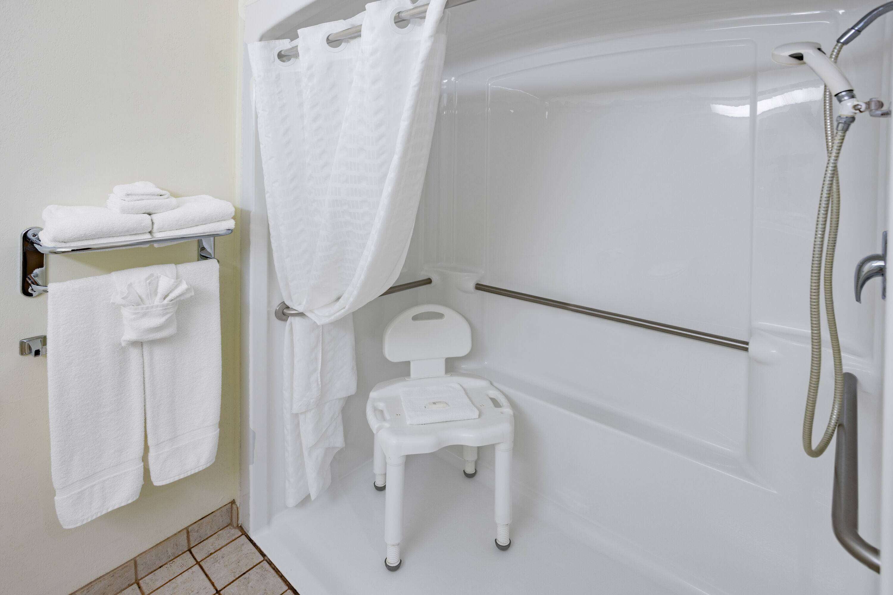 room, 2 queen beds, accessible, non smoking (roll-in shower) | bathroom shower