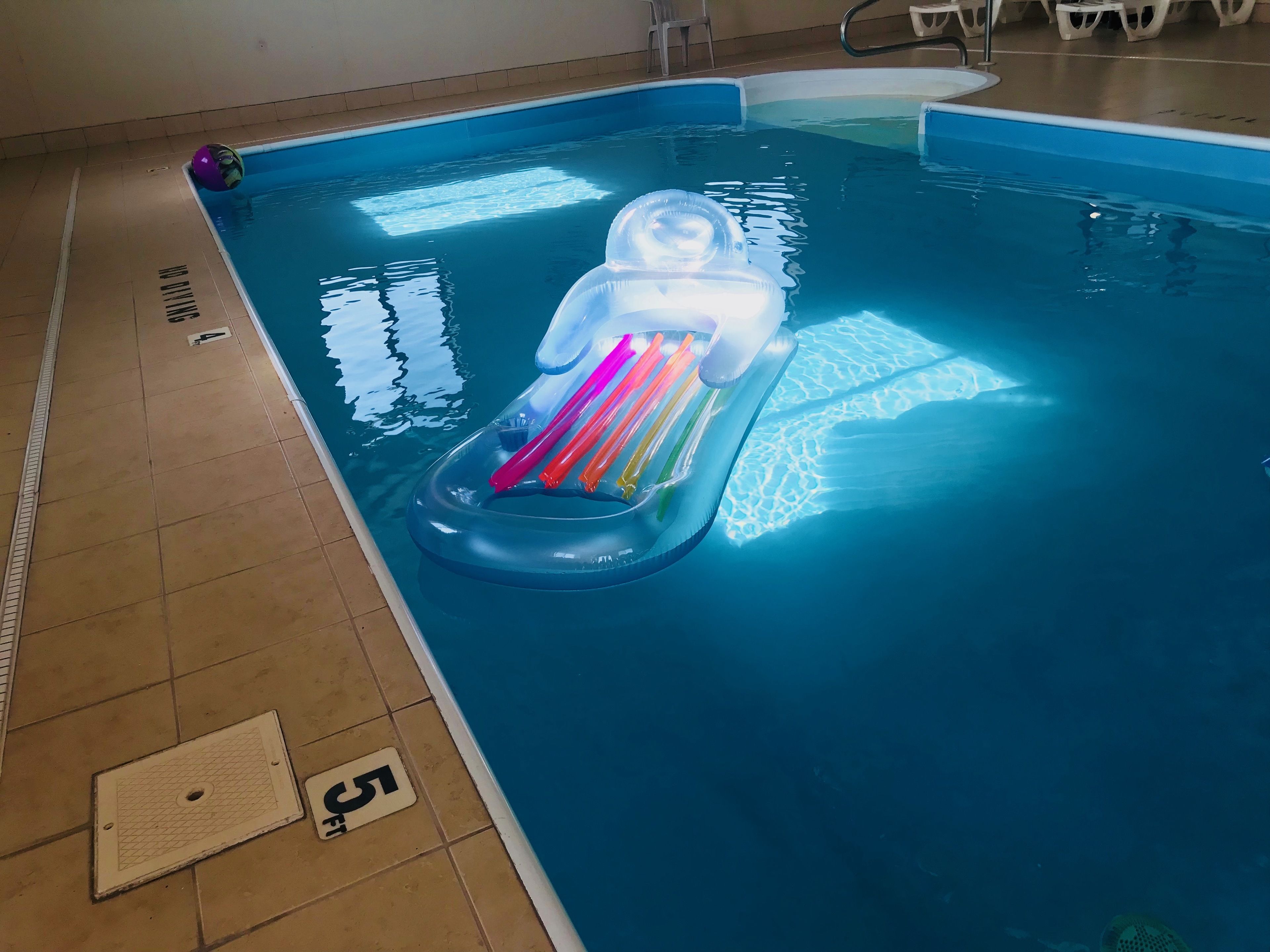 Indoor pool, open 9:00 AM to 11:00 PM, sun loungers