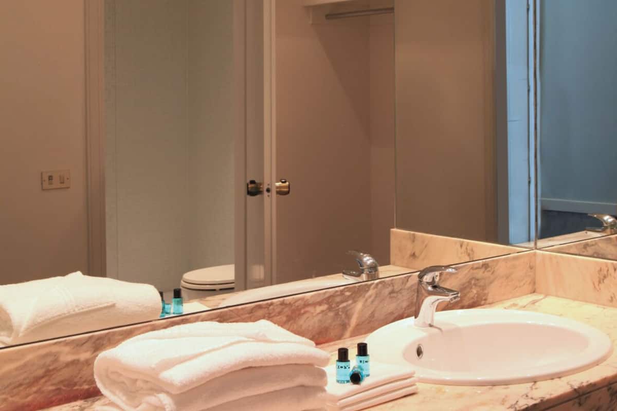 combined shower/bathtub, hair dryer, bidet, towels