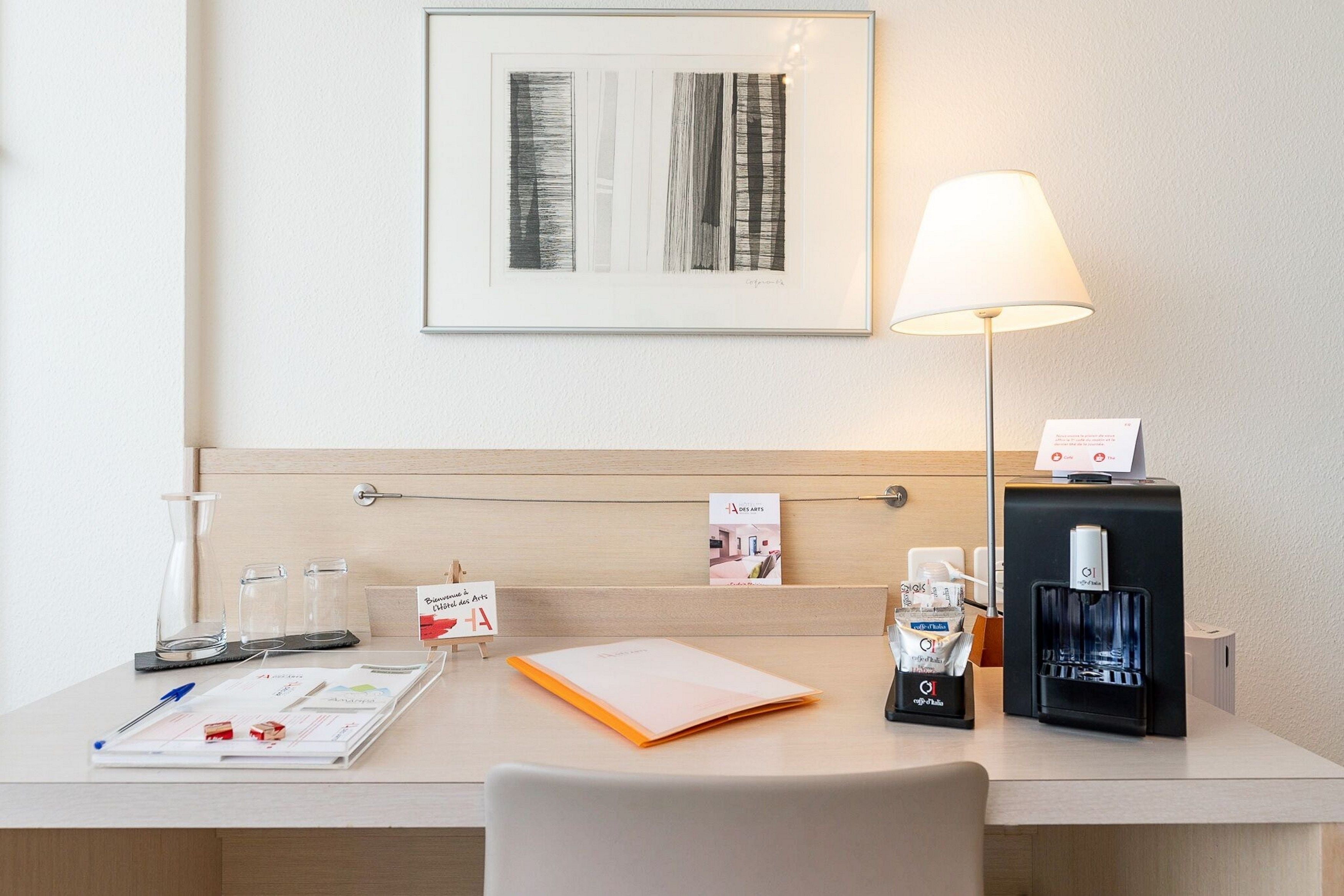 premium bedding, desk, laptop workspace, free wifi