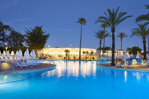 Indoor pool, outdoor pool, open open 24 hours a day, pool umbrellas