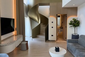Duplex, 2 Bedrooms, Sea View | Living area | 55-inch Smart TV with satellite channels - voco Beirut Central District by IHG (Beirut)