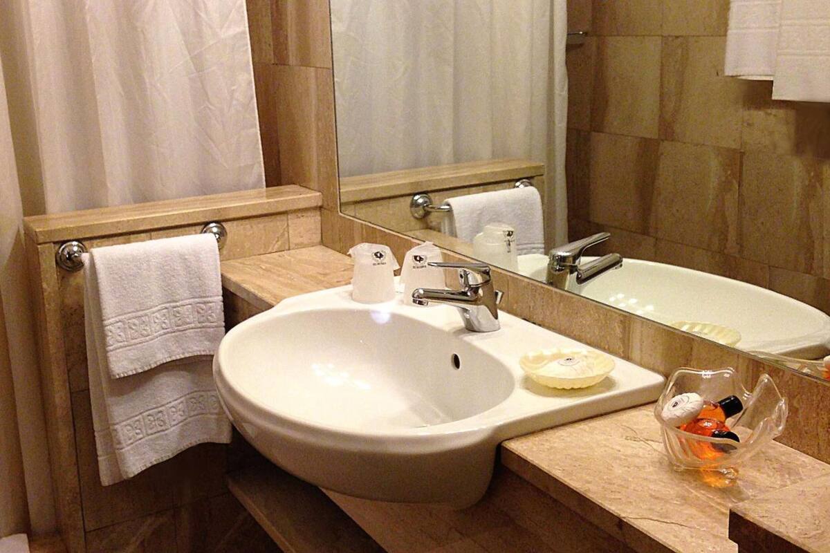 hair dryer, bidet, towels