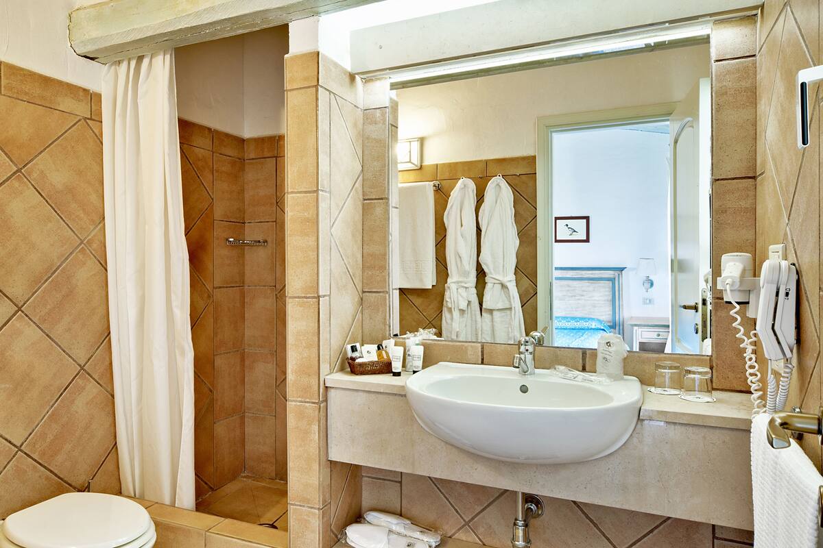 superior double room | bathroom | shower, free toiletries, hair dryer, bidet