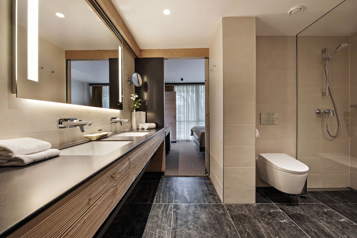 free toiletries, hair dryer, bathrobes, slippers