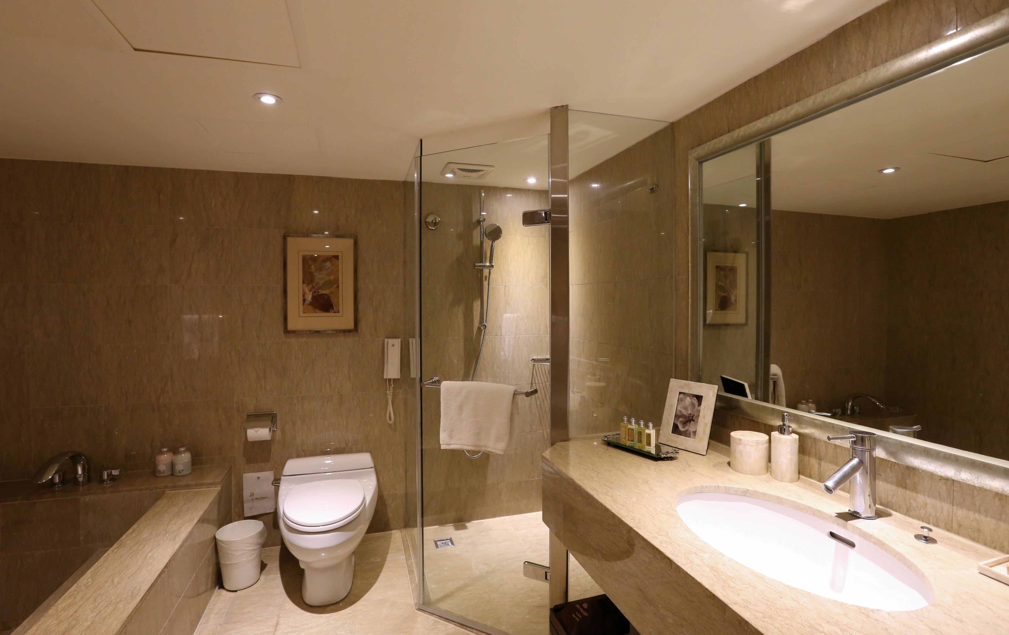 presidential suite, 1 king bed | bathroom | shower, free toiletries, hair dryer, bathrobes