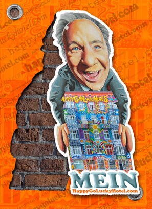 A colorful poster with a variety of building designs and the text "MEIN HappyGoLuckyHotel.com". - HappyGoLucky Hotel & Hostel (Berlin)