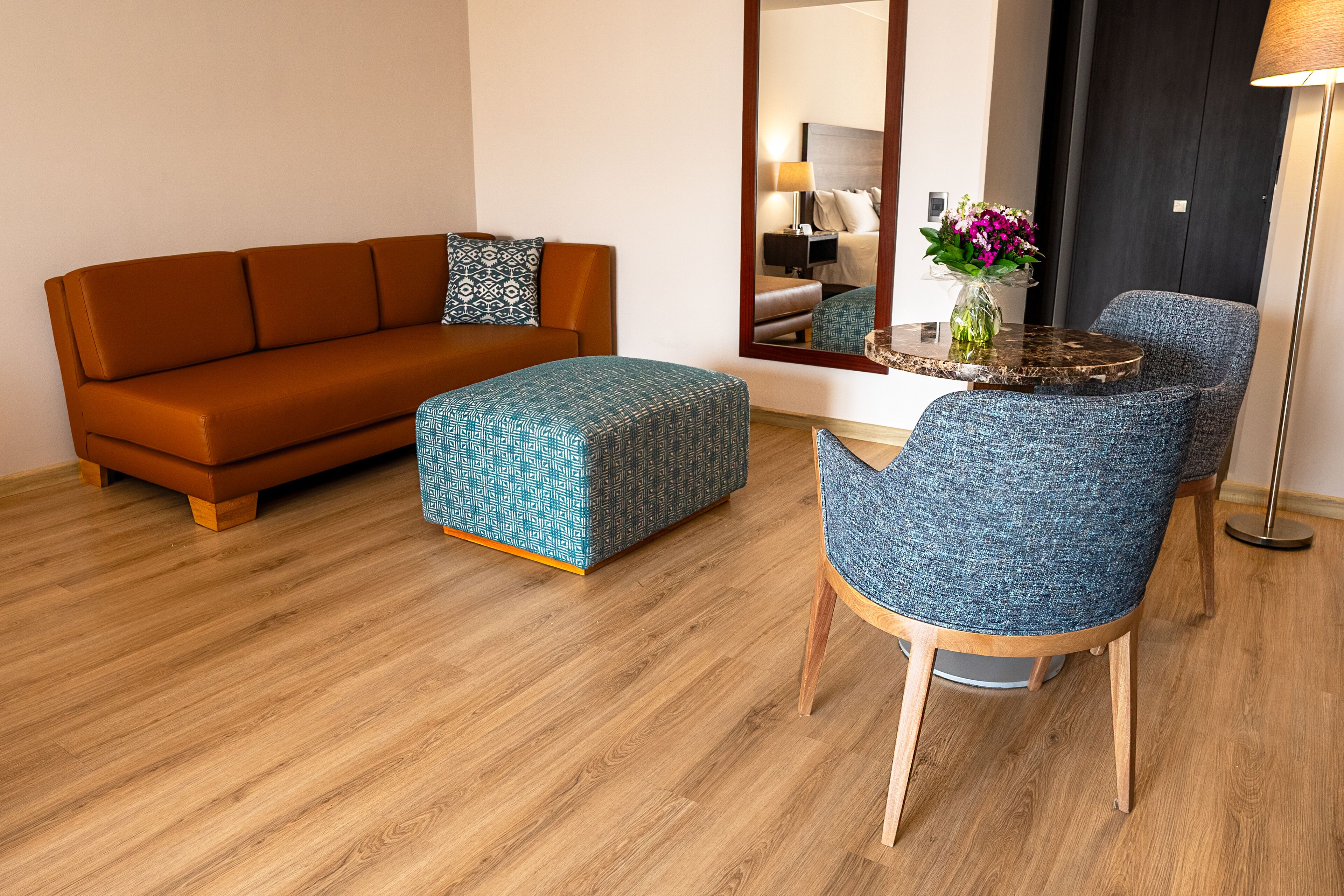 junior suite, 1 king bed with sofa bed | living area | 32-inch plasma tv with cable channels, tv