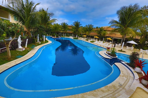 Indoor pool, outdoor pool, sun loungers