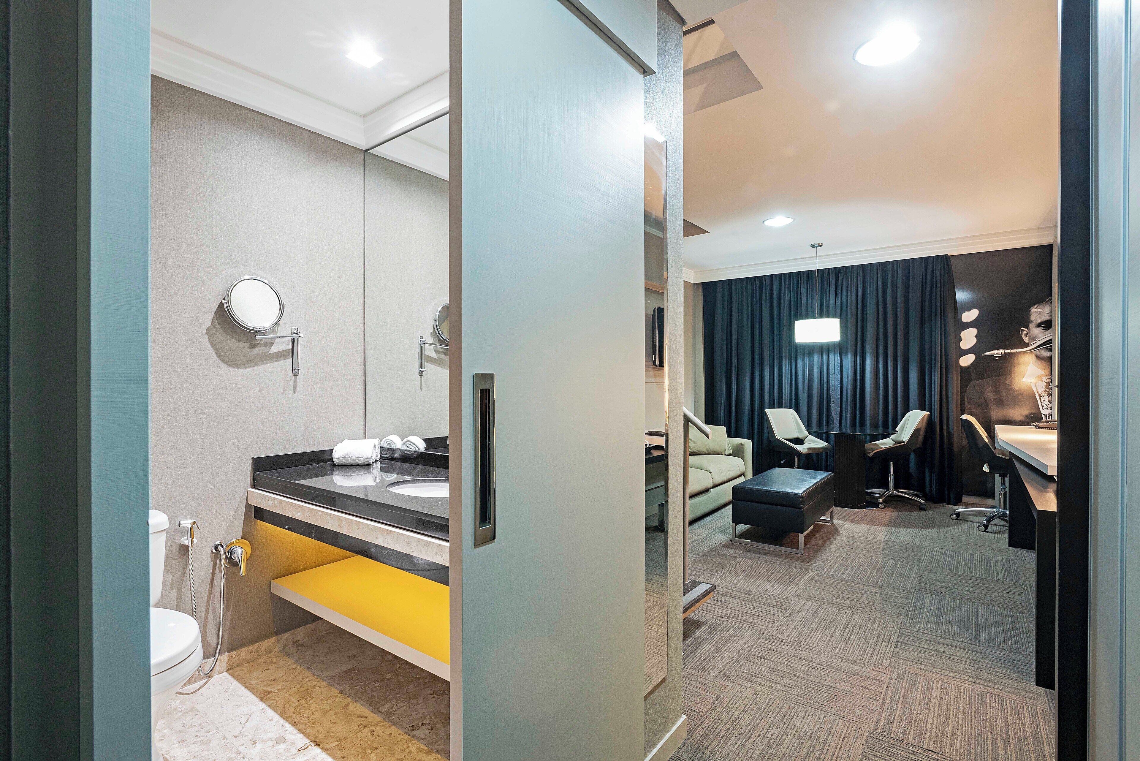 comfort double room | bathroom | shower, hair dryer, towels