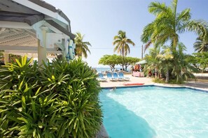 Outdoor pool, sun loungers