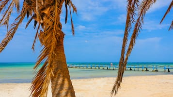 Private beach, sun-loungers, beach umbrellas, beach towels