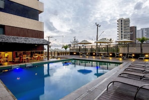 Outdoor pool, pool loungers