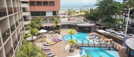 Outdoor pool, open 9:00 AM to 9:00 PM, sun loungers