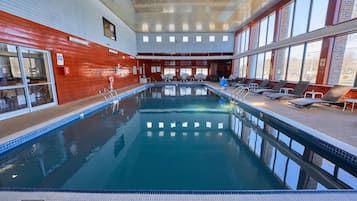 Indoor pool, open 8:00 AM to 10:00 PM, sun loungers