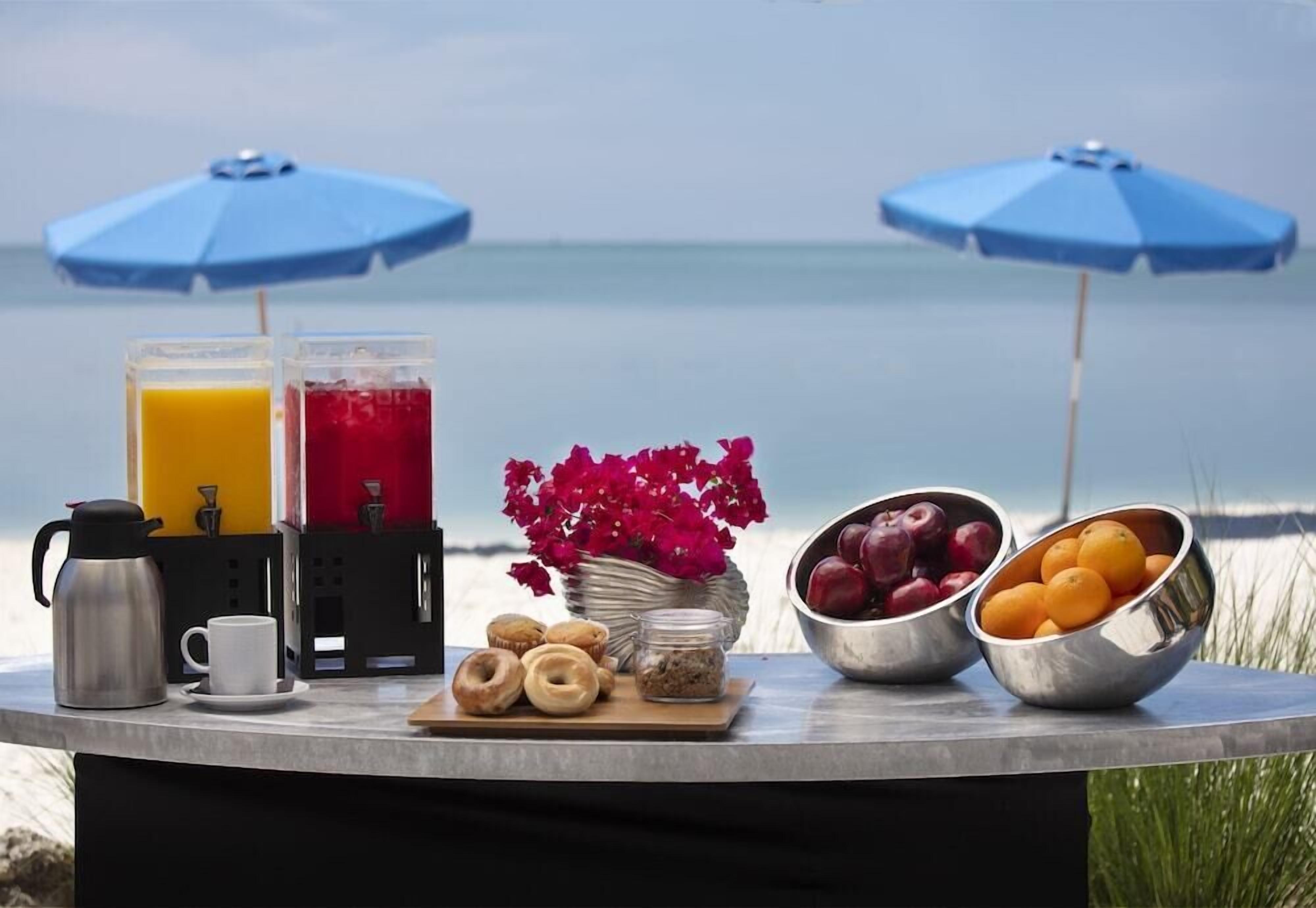 lunch served, beach views