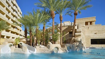 Outdoor pool, open 10:00 AM to 6:00 PM, pool umbrellas, sun loungers