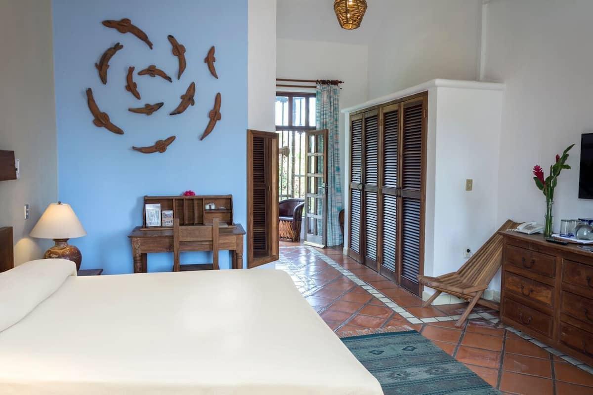 standard room (terrace area) | in-room safe, desk, iron/ironing board, bed sheets