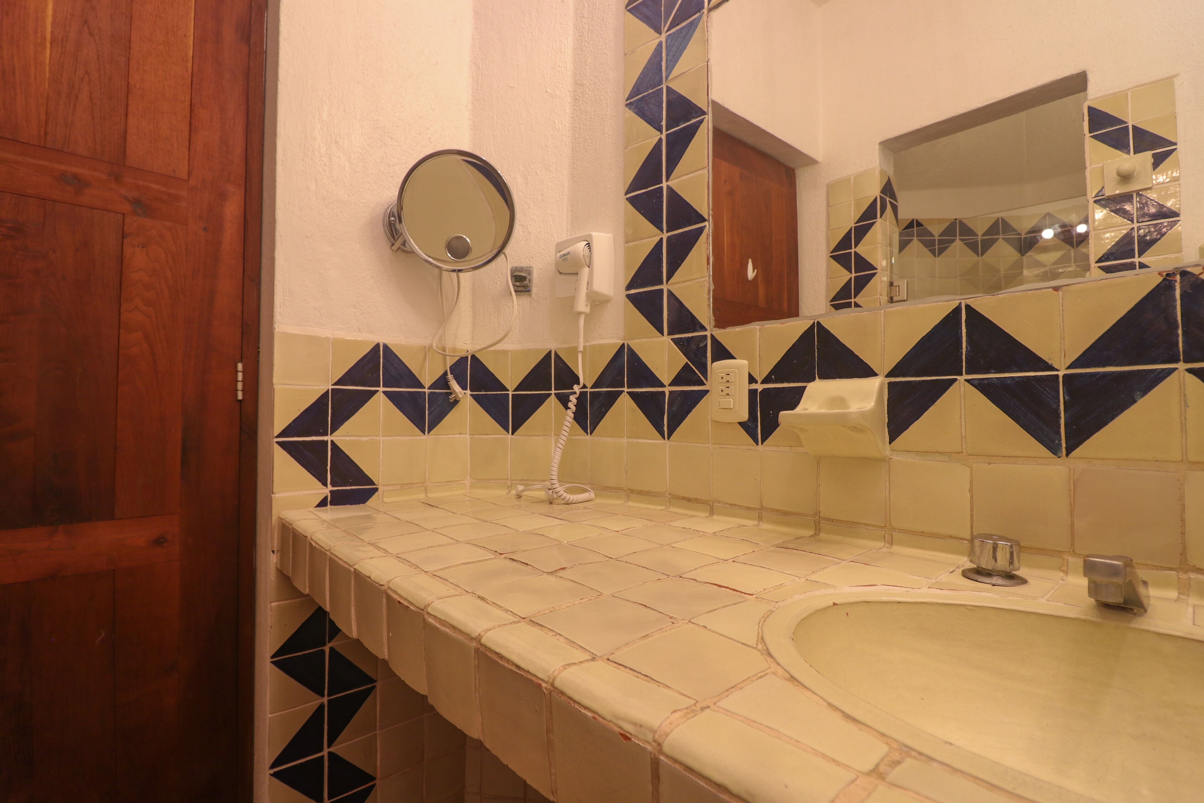 standard room (terrace area) | bathroom | shower, hair dryer, towels, soap