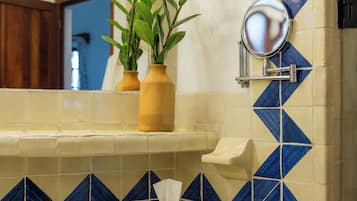Standard Room (Terrace Area) | Bathroom | Shower, hair dryer, towels, soap