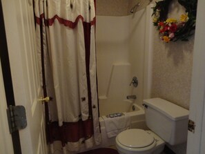 Ensemble douche/baignoire, sèche-cheveux, serviettes fournies