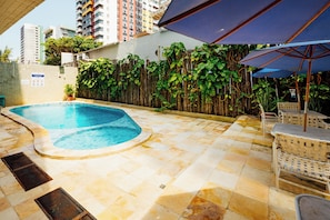 Outdoor pool, pool umbrellas