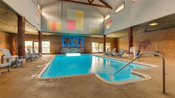 Indoor pool, outdoor pool, pool loungers