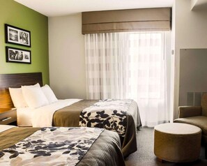 Premium bedding, desk, blackout drapes, iron/ironing board
