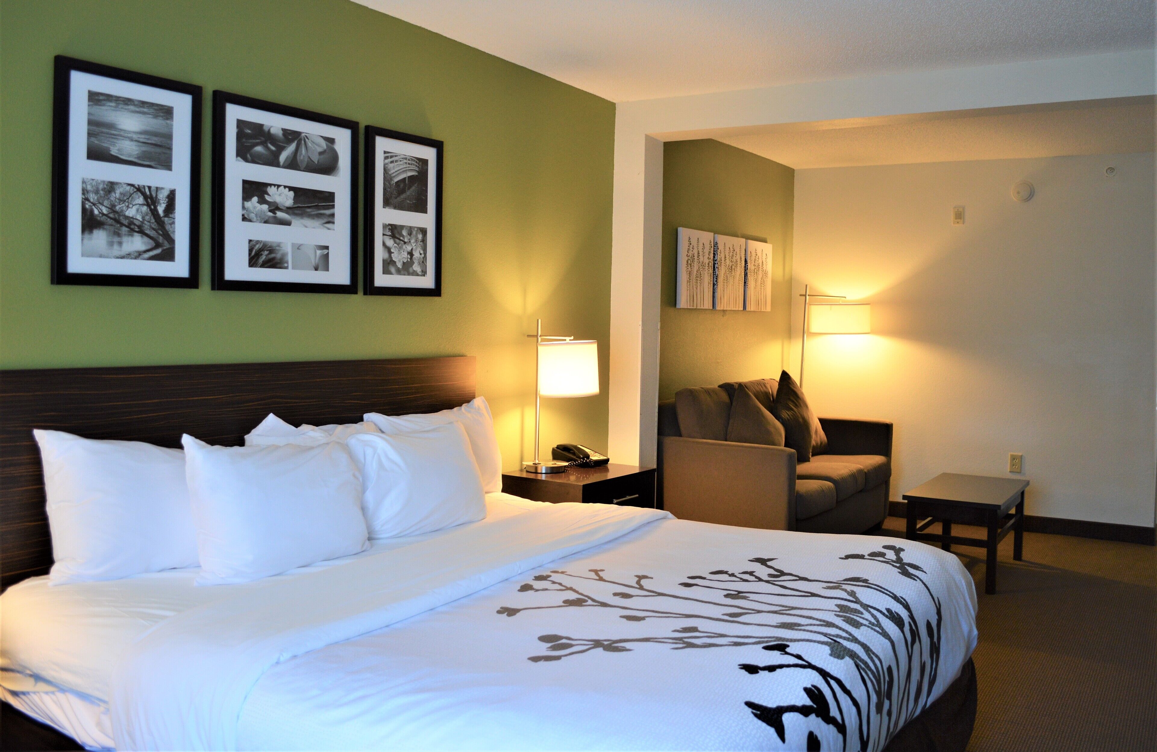 premium bedding, desk, blackout curtains, iron/ironing board