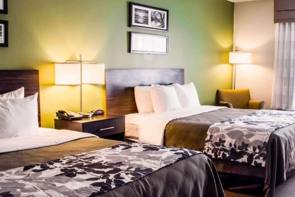 Premium bedding, desk, blackout drapes, iron/ironing board