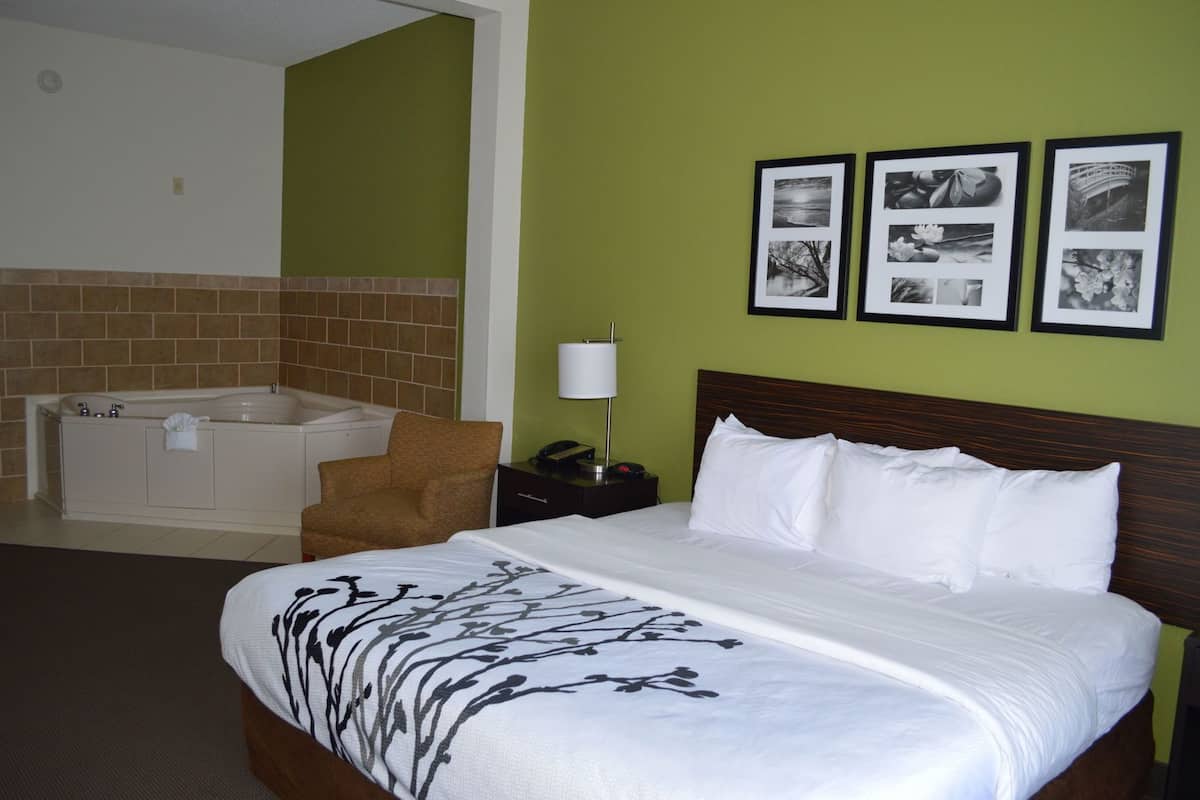 Premium bedding, desk, blackout drapes, iron/ironing board