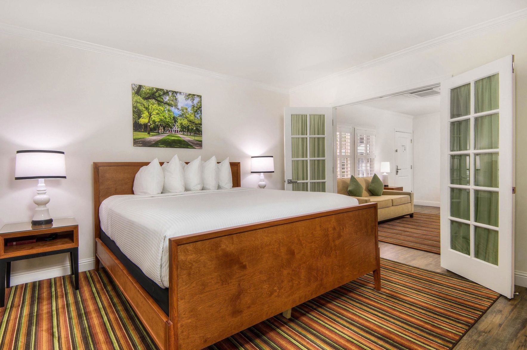 Pillowtop beds, desk, laptop workspace, iron/ironing board