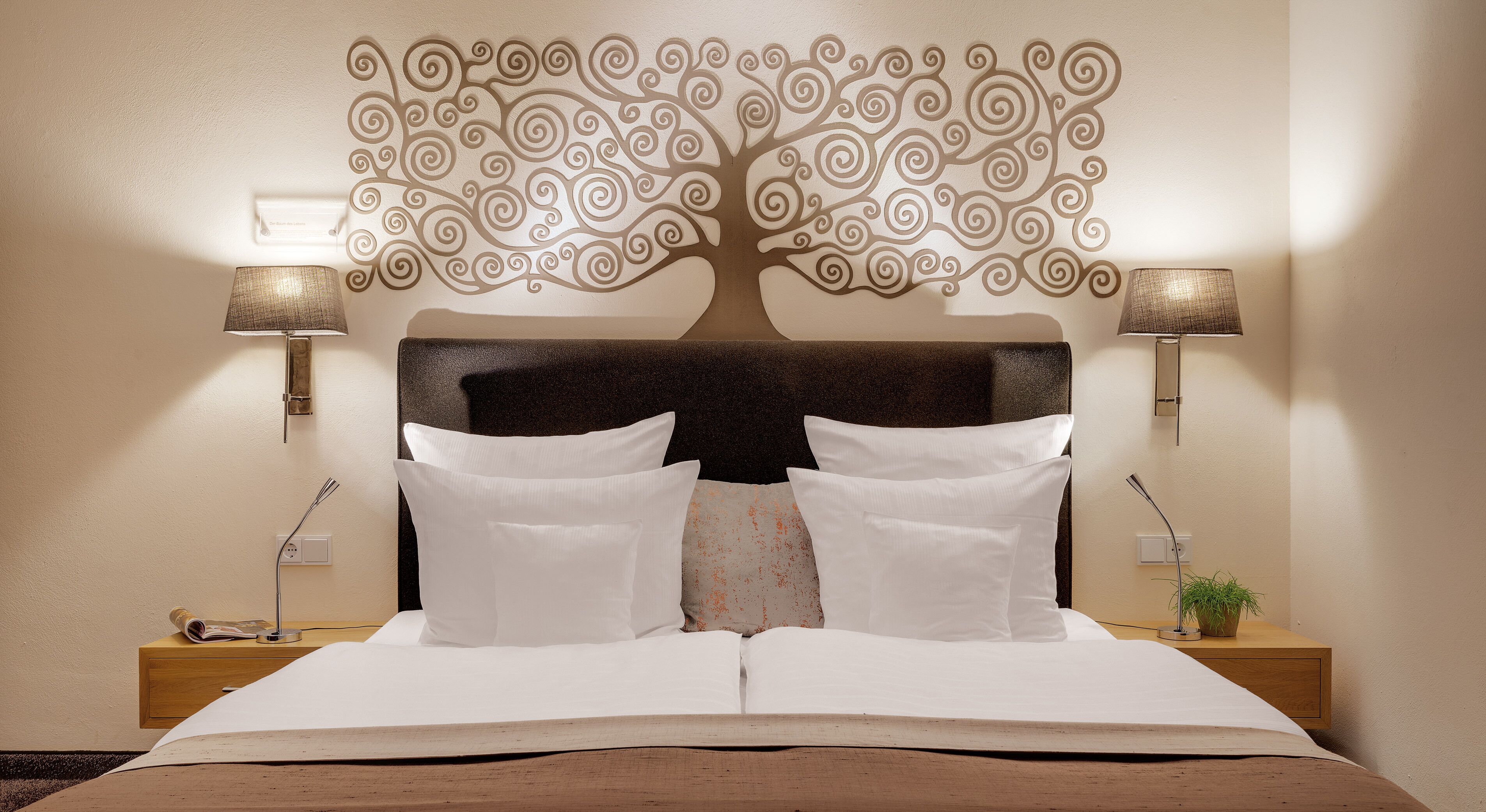 Hypo-allergenic bedding, in-room safe, desk, soundproofing