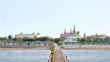 Private beach, sun loungers, beach umbrellas, beach towels