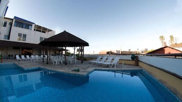 Outdoor pool, sun loungers