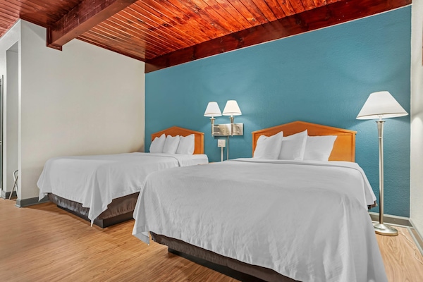 Room, 2 Queen Beds, Non Smoking | Desk, blackout drapes, WiFi (free), bed sheets