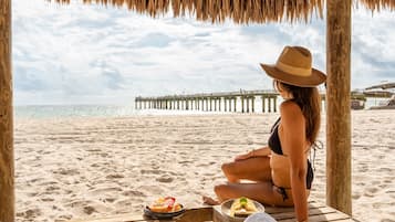 Private beach, beach cabanas, sun loungers, beach umbrellas