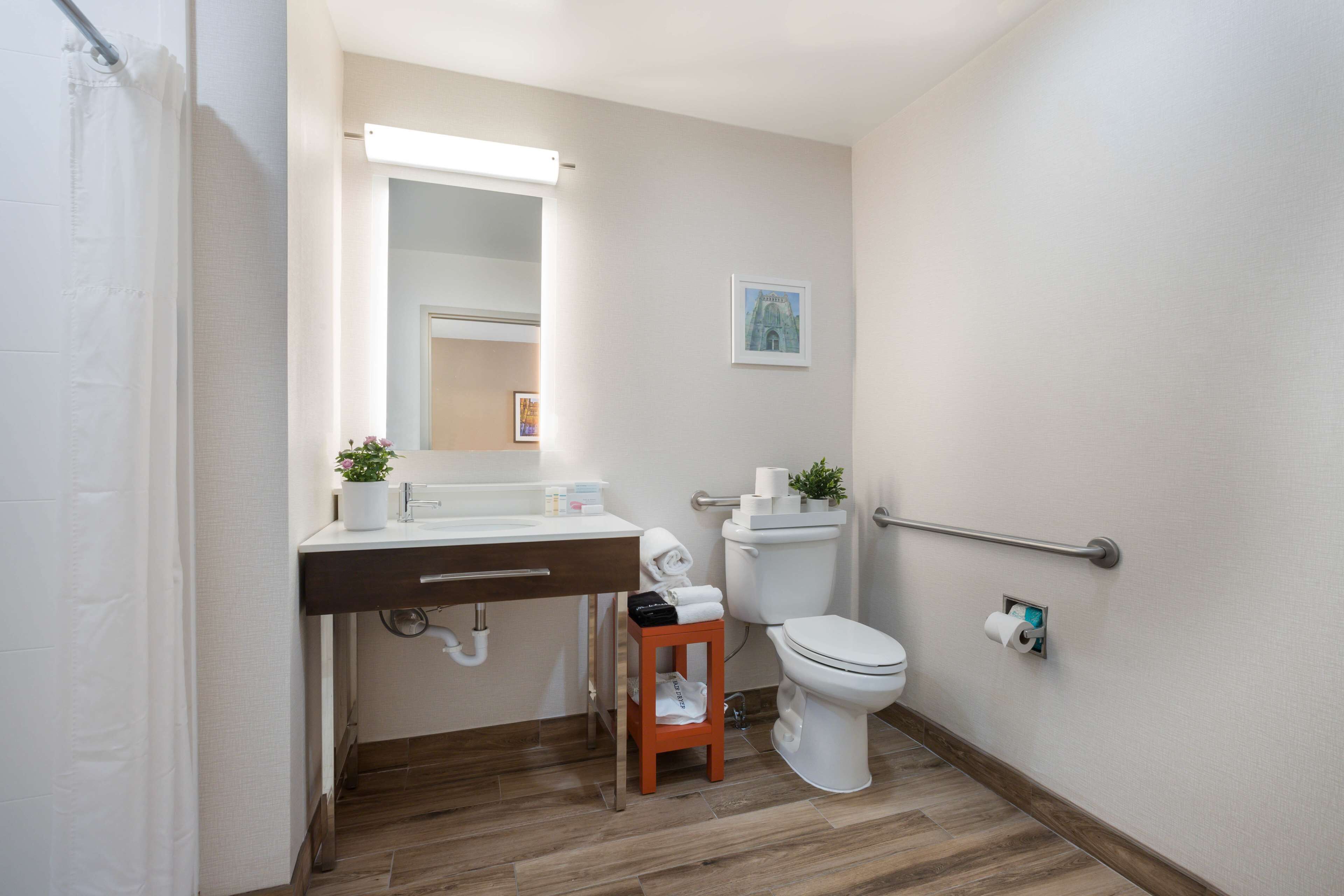 free toiletries, hair dryer, towels