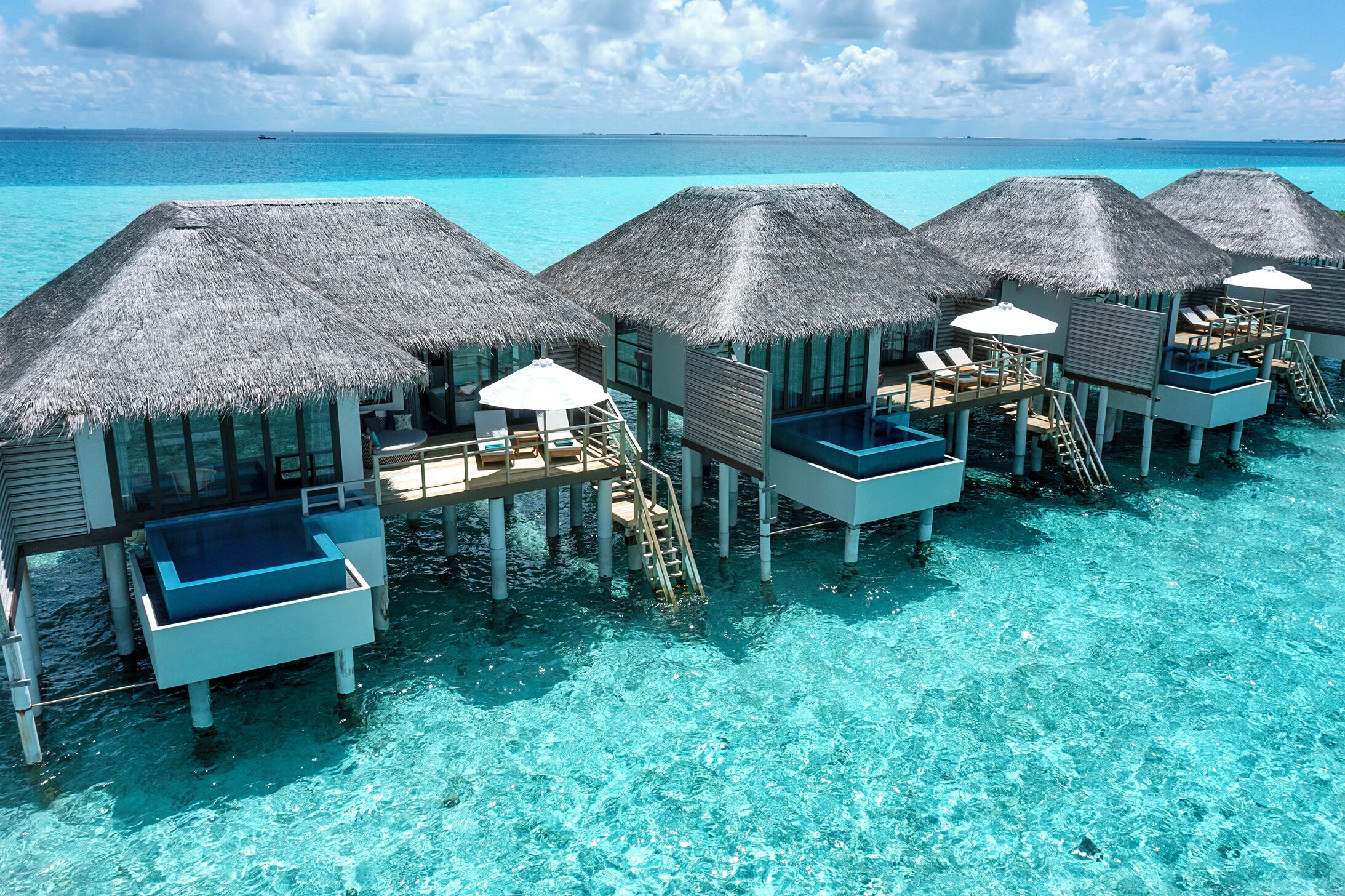 Water Villa with Pool | Egyptian cotton sheets, premium bedding, down duvets, memory-foam beds