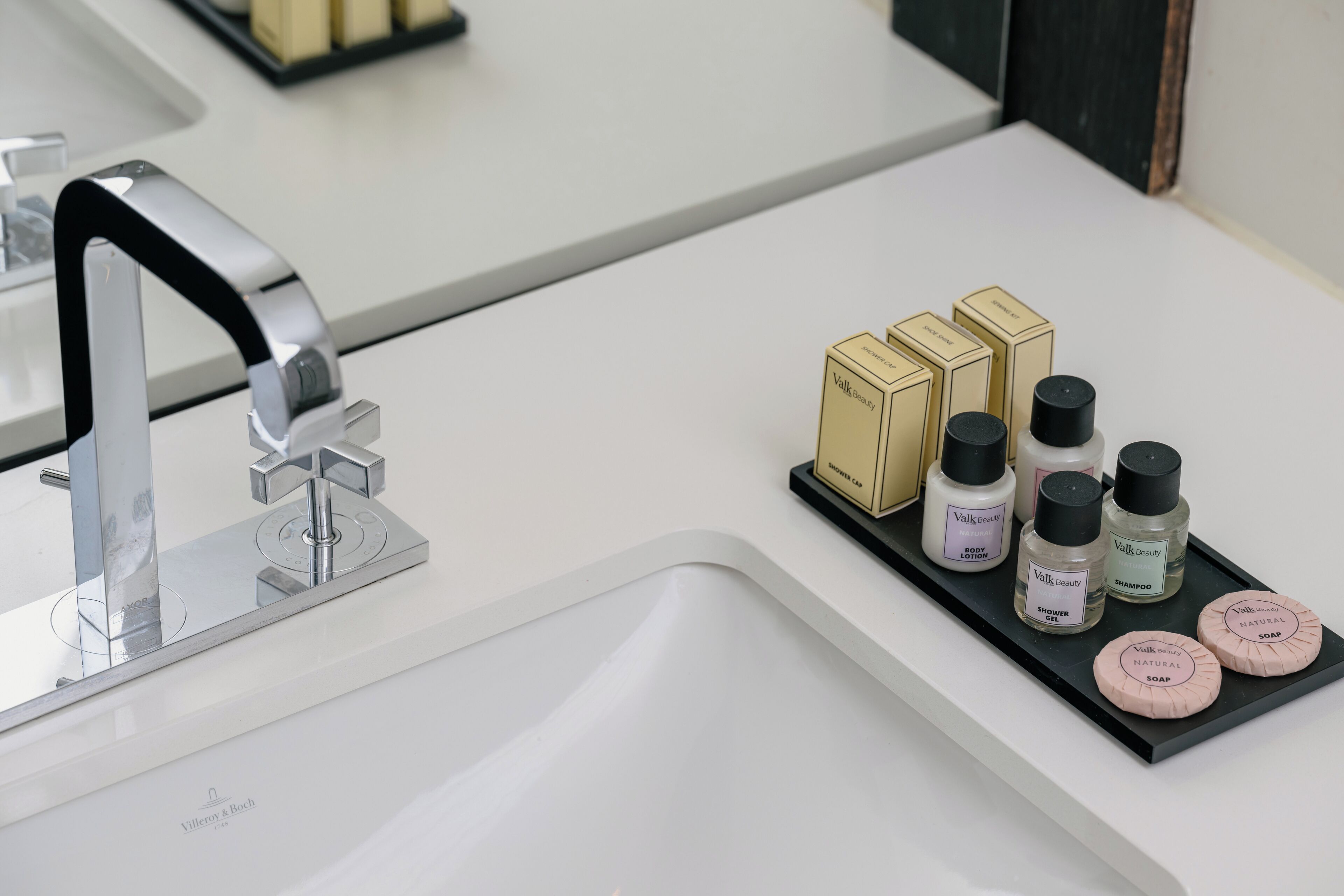 free toiletries, hair dryer, towels