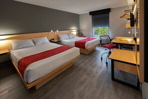 Room, 2 Double Beds, Non Smoking | 1 bedroom, down comforters, desk, iron/ironing board