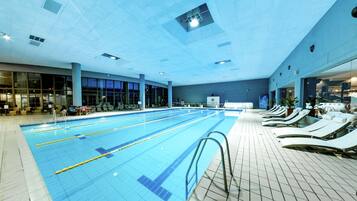 Indoor pool, open 7:30 AM to 9:00 PM, sun loungers